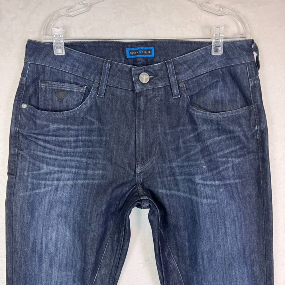 GUESS x Tiësto Men’s Designer Jeans | Dark Wash Slim Fit 34x33 Zip Back Pocket